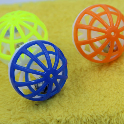 10pcs Pet Plastic Hollow Out Round Cat Hamster Play Balls Colorful Ball Chase Rattle Toys With Small Bell, Random Color, Hollow Out Round Cat Ball