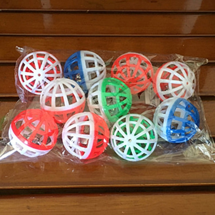 10pcs Pet Plastic Hollow Out Round Cat Hamster Play Balls Colorful Ball Chase Rattle Toys With Small Bell, Random Color, Hollow Out Round Cat Ball