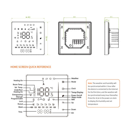 BHT-006GALW 95-240V AC 5A Smart Home Heating Thermostat for EU Box, Control Water Heating with Only Internal Sensor & WiFi Connection, BHT-006GALW