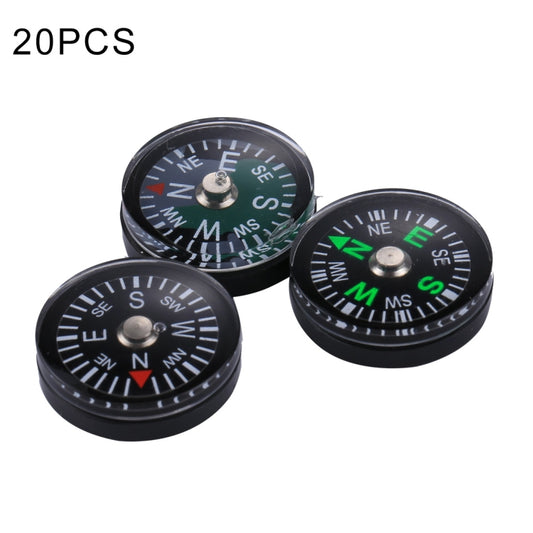 20 PCS 15mm Outdoor Sports Camping Hiking Pointer Guider Plastic Compass Hiker Navigation, Random Color Delivery, 15mm