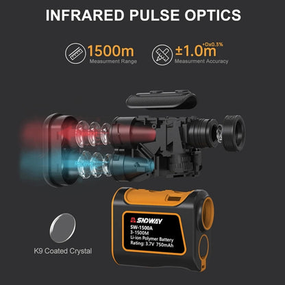SNDWAY SW1000A Handheld Outdoor Waterproof Telescope Range Finder Distance Measurer, 1000m, 1000m