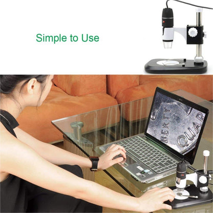DMS-MDS800 40X-1600X Magnifier 2.0MP Image Sensor USB Digital Microscope with 8 LEDs & Professional Stand, 40X-1600X