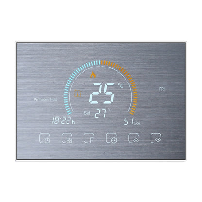 BHT-8000-GC-SS Brushed Stainless Steel Mirror Controlling Water/Gas Boiler Heating Energy-saving and Environmentally-friendly Smart Home Negative Display LCD Screen Round Room Thermostat without WiFi, without WiFi