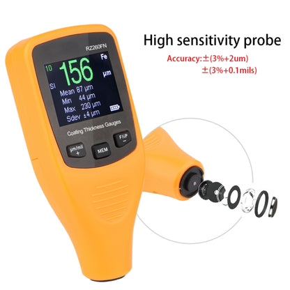RZ260FN Ferrous & Non-Ferrous 2 in 1 LCD Display Ultrasonic Coating Paint Thickness Gauge Meter Tools