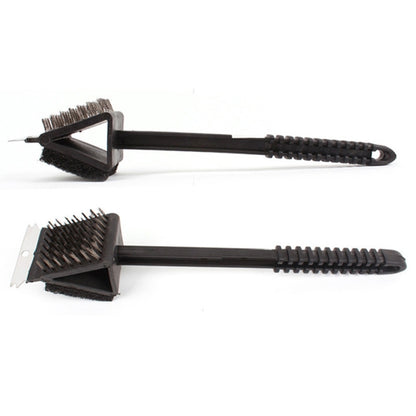 3 in 1 Copper Wire BBQ Grill Brush Long Handle Barbecue Grill Oven Cleaning Brush Cleaner