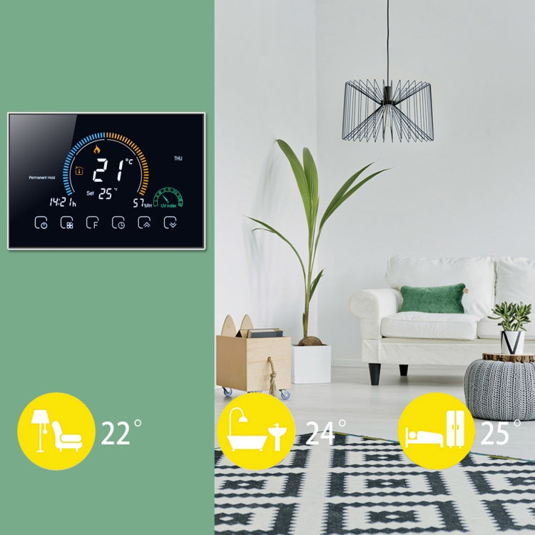 BHT-8000-GALW Control Water Heating Energy-saving and Environmentally-friendly Smart Home Negative Display LCD Screen Round Room Thermostat with WiFi, with WiFi
