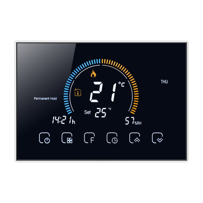 BHT-8000-GC Controlling Water/Gas Boiler Heating Energy-saving and Environmentally-friendly Smart Home Negative Display LCD Screen Round Room Thermostat without WiFi, without WiFi Black, without WiFi White