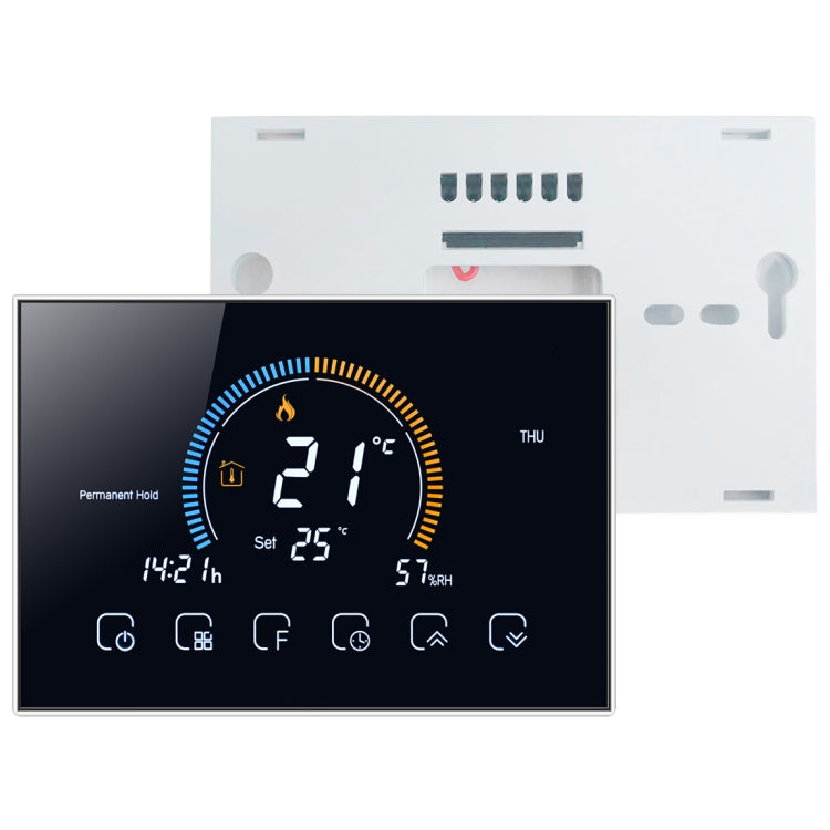 BHT-8000-GC Controlling Water/Gas Boiler Heating Energy-saving and Environmentally-friendly Smart Home Negative Display LCD Screen Round Room Thermostat without WiFi, without WiFi Black, without WiFi White