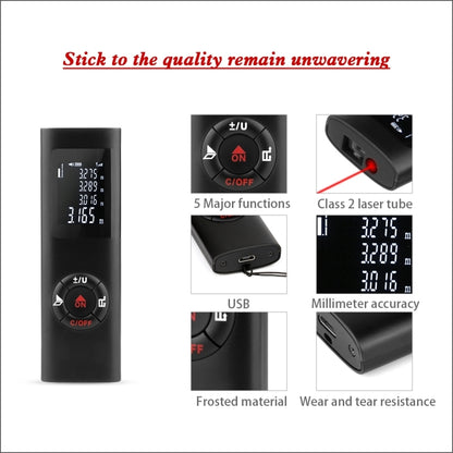 JQ-60 Mini Laser Distance Meter 60m Rechargeable Digital Handheld Laser Rangefinder, 60m