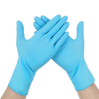 100pcs Blue Disposable Butyronitrile Gloves Housework Supplies, Size: L, Suitable for Palm Width: 9cm-10cm, New / Old Packing Box Random Delivery, Size: L