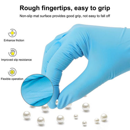 100pcs Blue Disposable Butyronitrile Gloves Housework Supplies, Size: L, Suitable for Palm Width: 9cm-10cm, New / Old Packing Box Random Delivery, Size: L