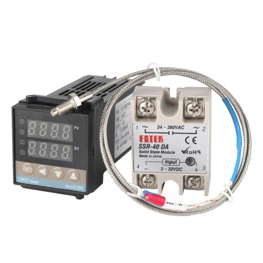 REX-C100 Thermostat + Thermocouple + SSR-80 DA Solid State Module Intelligent Temperature Control Kit, 80DA