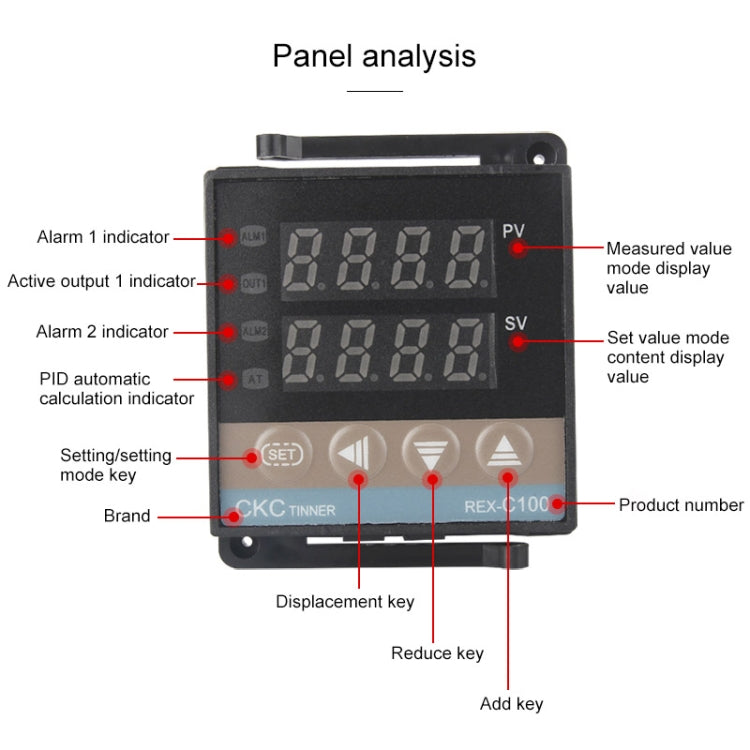 4400W REX-C100 Thermostat + Heat Sink + Thermocouple + SSR-40 DA Solid State Module Intelligent Temperature Control Kit, 40DA
