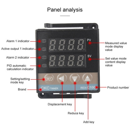 6600W REX-C100 Thermostat + Heat Sink + Thermocouple + SSR-60 DA Solid State Module Intelligent Temperature Control Kit, 60DA