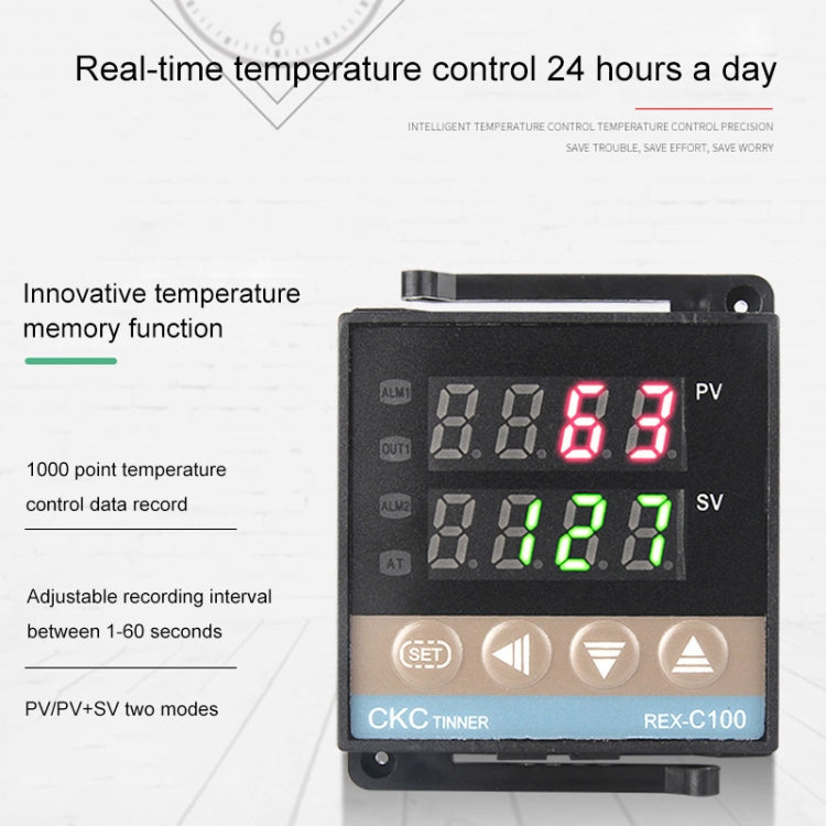6600W REX-C100 Thermostat + Heat Sink + Thermocouple + SSR-60 DA Solid State Module Intelligent Temperature Control Kit, 60DA