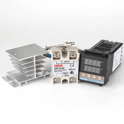 6600W REX-C100 Thermostat + Heat Sink + Thermocouple + SSR-60 DA Solid State Module Intelligent Temperature Control Kit, 60DA