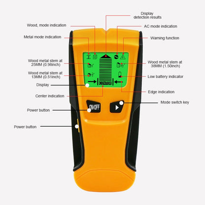 TH210 3 in 1 Wall Metal Detector for Voltage and Cable with Metal Detection Function, TH210