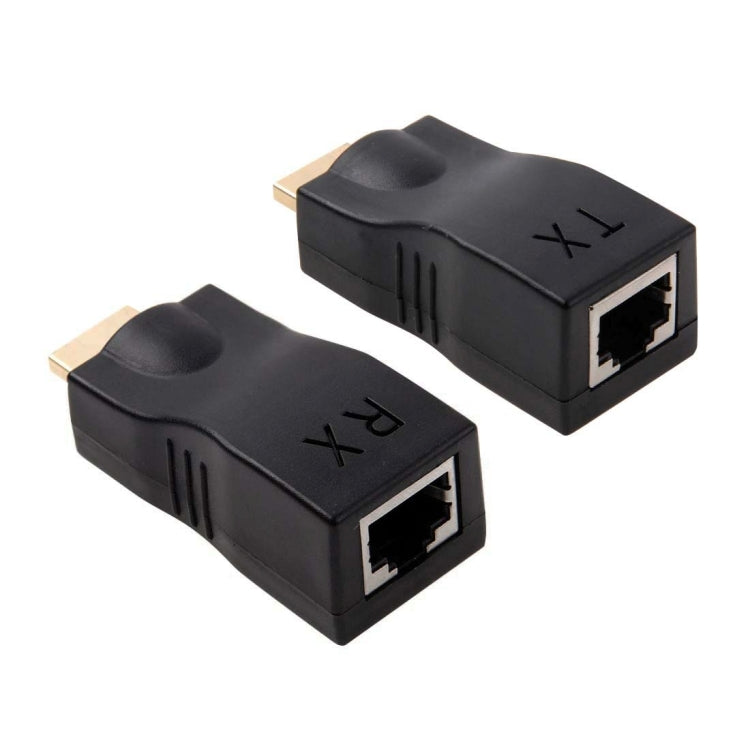 HDMI to RJ45 Extender Adapter (Receiver & Transmitter)  by Cat-5e/6 Cable, Support HDCP, Transmission Distance: 30m, Single RJ45 Black
