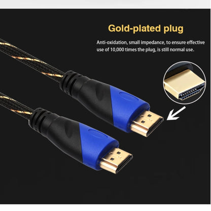1.8m HDMI 1.4 Version 1080P Woven Net Line Blue Black Head HDMI Male to HDMI Male Audio Video Connector Adapter Cable, Length: 1.8m