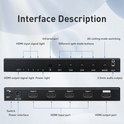 Measy MV4341 4K 30Hz 4 In 1 Out HDMI Quad Screen Splitter, Plug Type: EU Plug, EU Plug
