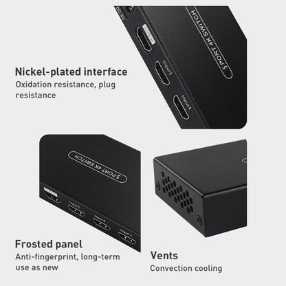 Measy SWH4651 4K 60Hz 5 In 1 Out HDMI Converter Switcher, Plug Type: US Plug, US Plug