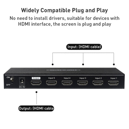 Measy SWH4651 4K 60Hz 5 In 1 Out HDMI Converter Switcher, Plug Type: EU Plug, EU Plug