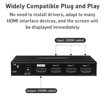 Measy SWH4631 4K 60Hz 3 In 1 Out HDMI Converter Switcher, Plug Type: EU Plug, EU Plug