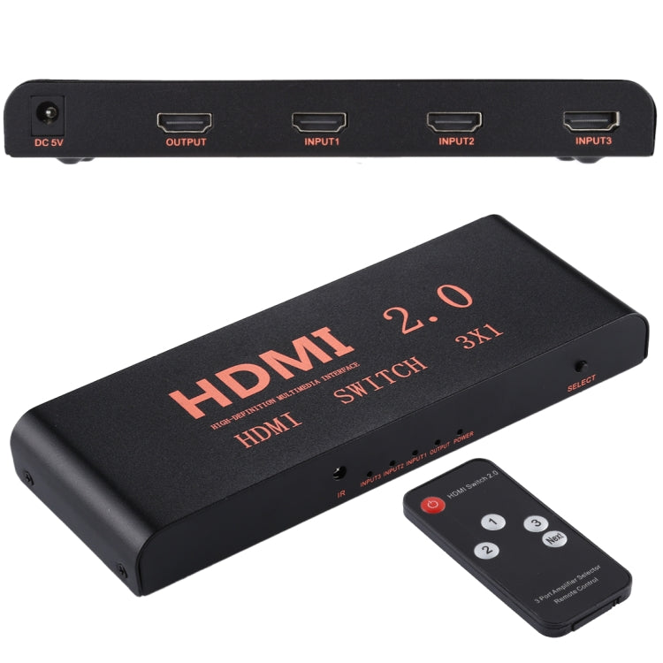 3X1 4K/60Hz HDMI 2.0 Switch with Remote Control, EU Plug, 3X1