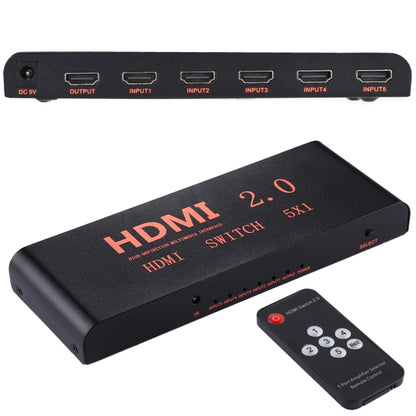 5X1 4K/60Hz HDMI 2.0 Switch with Remote Control, EU Plug, 5X1