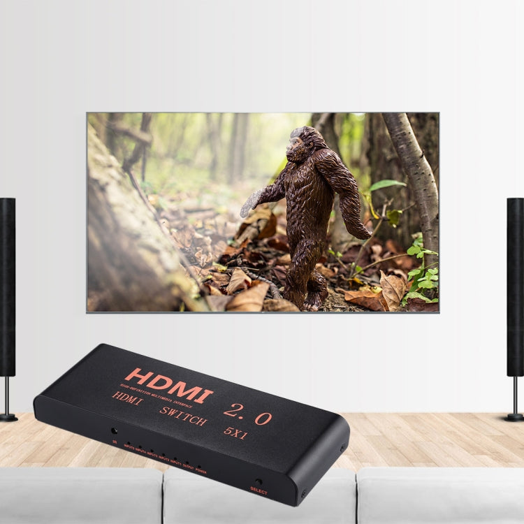 5X1 4K/60Hz HDMI 2.0 Switch with Remote Control, EU Plug, 5X1