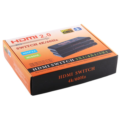 5X1 4K/60Hz HDMI 2.0 Switch with Remote Control, EU Plug, 5X1