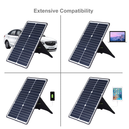 HAWEEL Portable 20W Monocrystalline Silicon Solar Power Panel Charger, with USB Port & Holder & Tiger Clip, Support QC3.0 and AFC