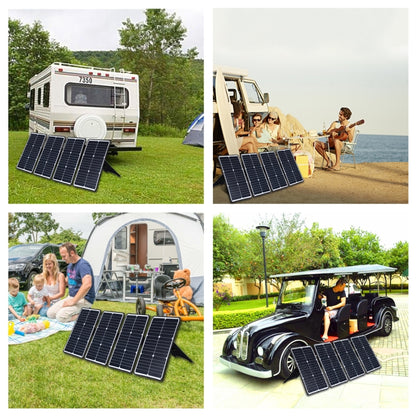 HAWEEL 4 PCS 20W Monocrystalline Silicon Solar Power Panel Charger, with USB Port & Holder & Tiger Clip, Support QC3.0 and AFC
