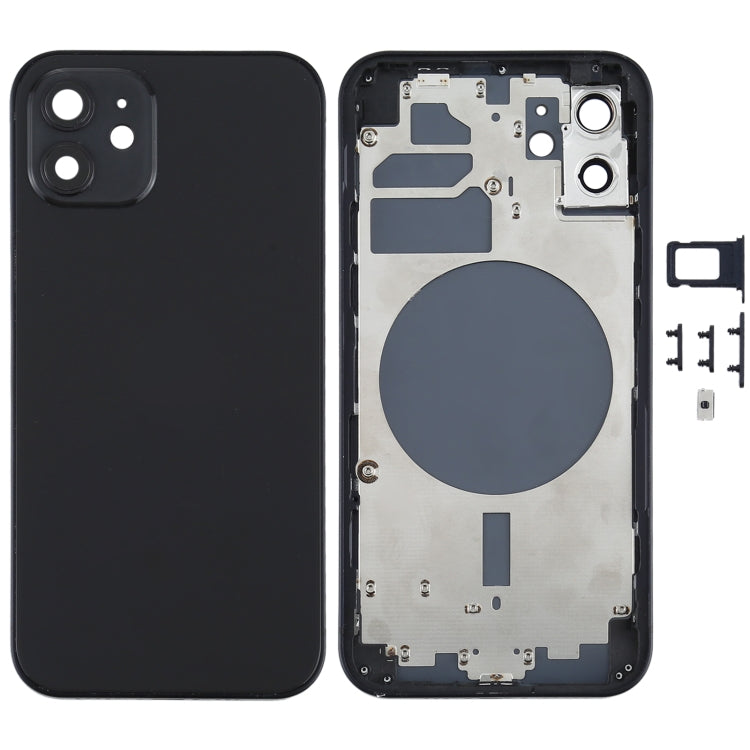 Back Housing Cover with SIM Card Tray & Side  Keys & Camera Lens for iPhone 12(White), Back Housing Cover for 12, For iPhone 12(with SIM Card Tray), For iPhone 12(with Card Tray)