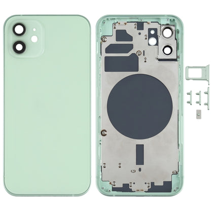 Back Housing Cover with SIM Card Tray & Side  Keys & Camera Lens for iPhone 12(White), For iPhone 12(with SIM Card Tray), For iPhone 12(with Card Tray), Back Housing Cover for 12