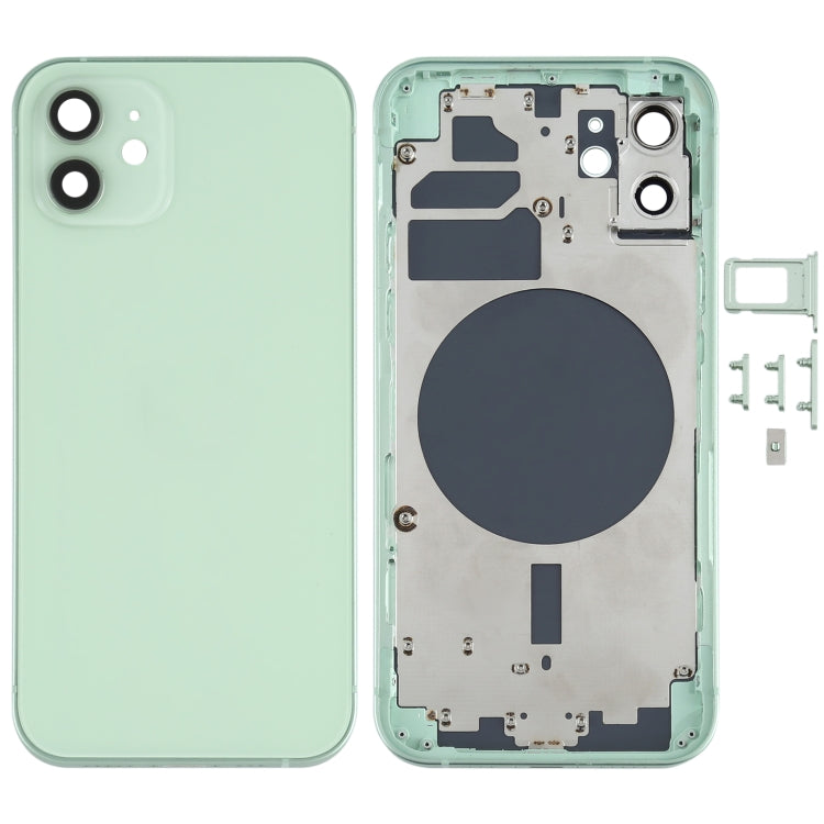 Back Housing Cover with SIM Card Tray & Side  Keys & Camera Lens for iPhone 12(White), Back Housing Cover for 12, For iPhone 12(with SIM Card Tray), For iPhone 12(with Card Tray)