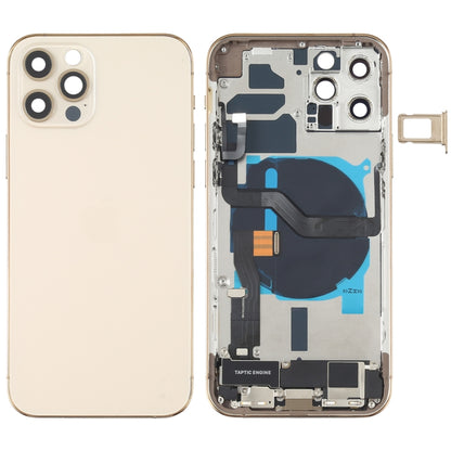 Battery Back Cover Assembly (with Side Keys & Speaker Ringer Buzzer & Motor & Camera Lens & Card Tray & Power Button + Volume Button + Charging Port & Wireless Charging Module) for iPhone 12 Pro, For iPhone 12 Pro(Black), For iPhone 12 Pro(Gold)