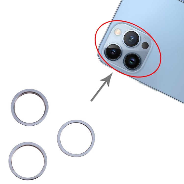 3 PCS Rear Camera Glass Lens Metal Outside Protector Hoop Ring for iPhone 13 Pro, For iPhone 13 Pro