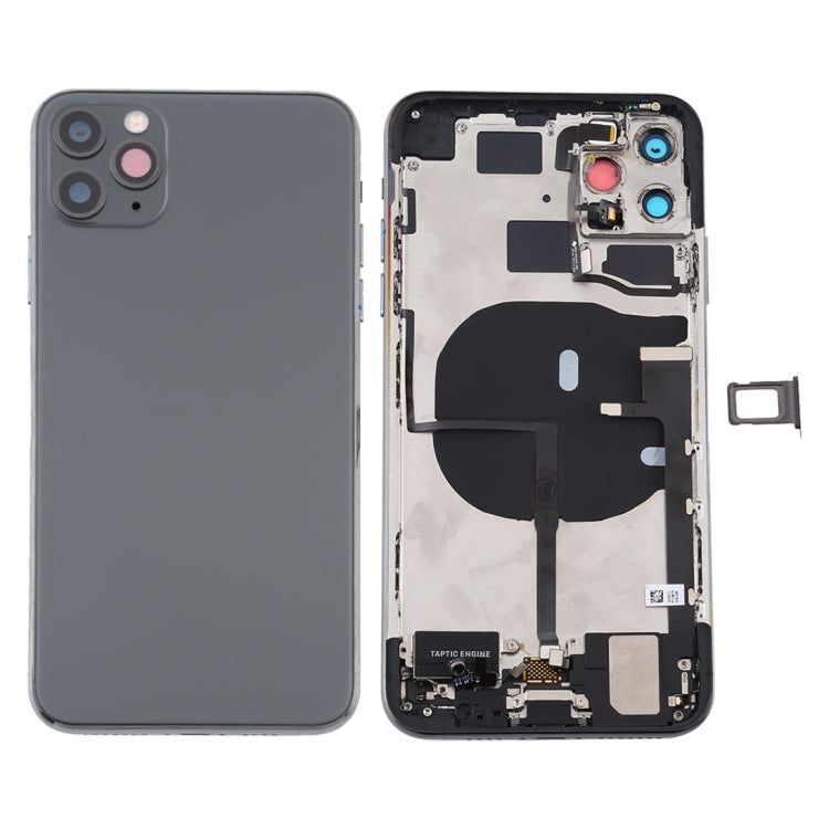 Battery Back Cover Assembly (with Side Keys & Power Button + Volume Button Flex Cable & Wireless Charging Module & Motor & Charging Port & Speaker Ringer Buzzer & Card Tray & Camera Lens Cover) for iPhone 11 Pro, For iPhone 11 Pro...