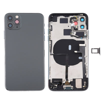 Battery Back Cover Assembly (with Side Keys & Power Button + Volume Button Flex Cable & Wireless Charging Module & Motor & Charging Port & Speaker Ringer Buzzer & Card Tray & Camera Lens Cover) for iPhone 11 Pro, For iPhone 11 Pro...