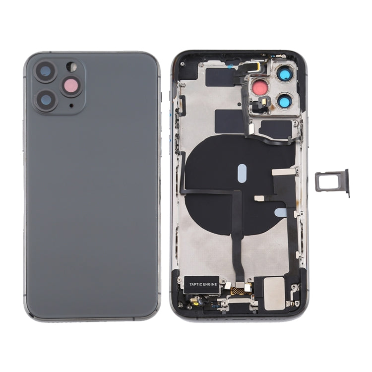 Battery Back Cover Assembly (with Side Keys & Power Button + Volume Button Flex Cable & Wireless Charging Module & Motor & Charging Port & Speaker Ringer Buzzer & Card Tray & Camera Lens Cover) for iPhone 11 Pro Max, For iPhone 11 Pro Max