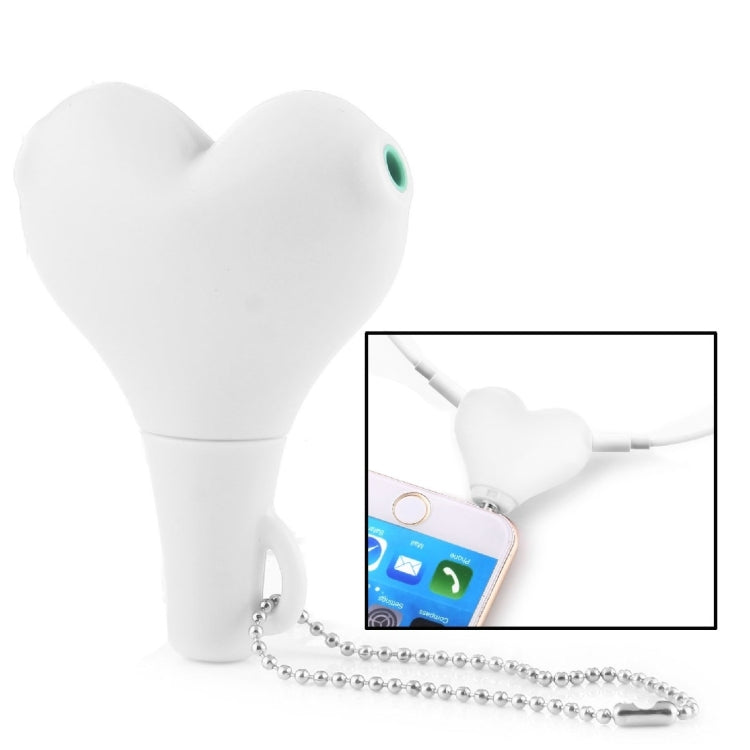 1 Male to 2 Females 3.5mm Jack Plug Multi-function Heart Shaped Earphone Audio Video Splitter Adapter with Key Chain for iPhone, iPad, iPod, Samsung, Xiaomi, HTC and Other 3.5 mm Audio Interface Electronic Digital Products
