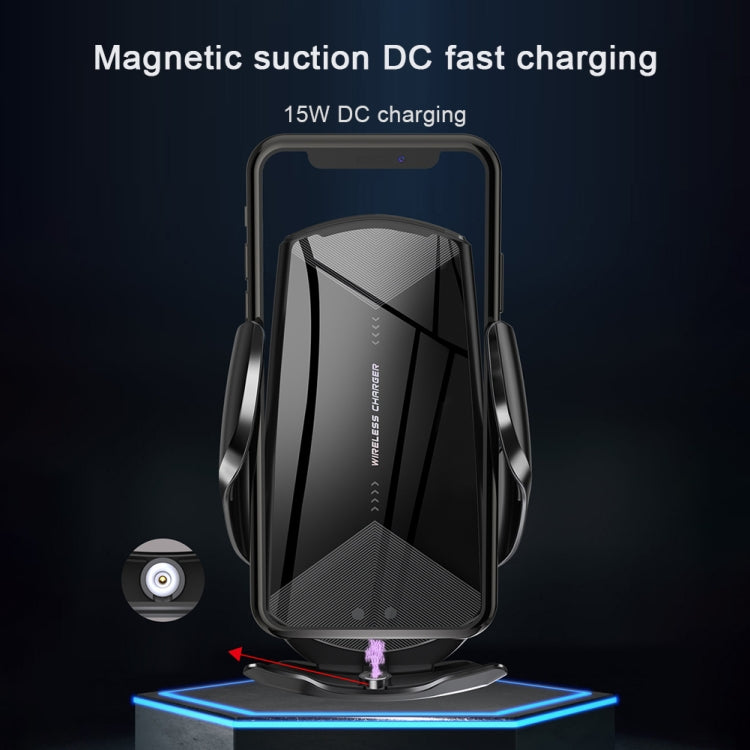 Q2 15W Universal Rotation Infrared Induction Magnetic Car Wireless Charging Mobile Phone Holder with Micro USB + 8 Pin + Type-C / USB-C Magnetic Connector, Q2 Red, Q2 Silver, Q2 Black