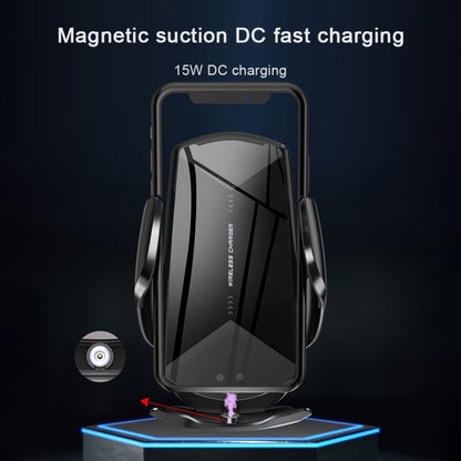Q2 15W Universal Rotation Infrared Induction Magnetic Car Wireless Charging Mobile Phone Holder with Micro USB + 8 Pin + Type-C / USB-C Magnetic Connector, Q2 Red, Q2 Silver, Q2 Black