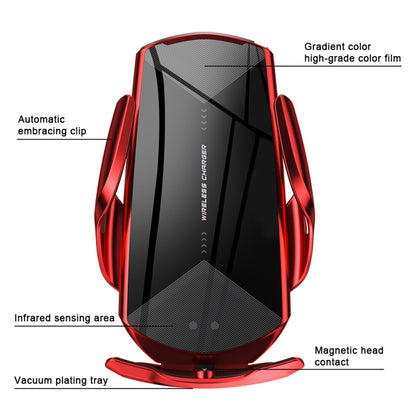 Q2 15W Universal Rotation Infrared Induction Magnetic Car Wireless Charging Mobile Phone Holder with Micro USB + 8 Pin + Type-C / USB-C Magnetic Connector, Q2 Red, Q2 Silver, Q2 Black