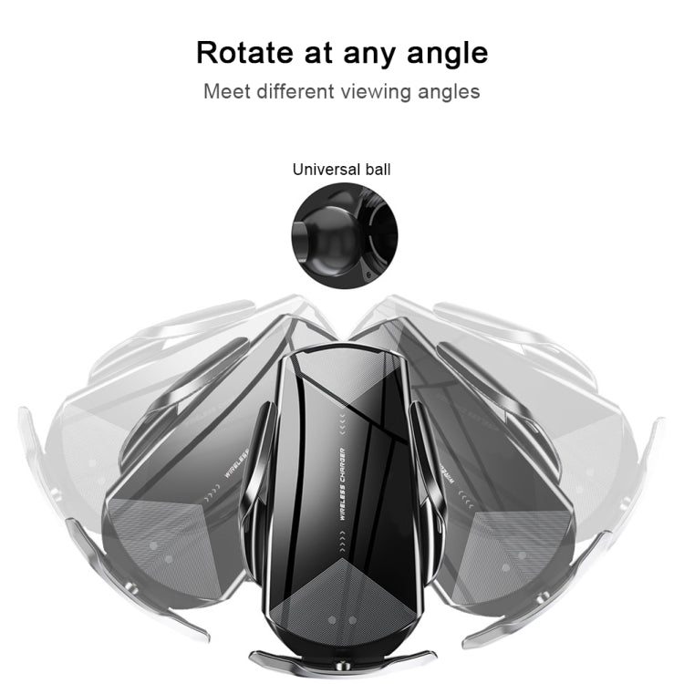 Q2 15W Universal Rotation Infrared Induction Magnetic Car Wireless Charging Mobile Phone Holder with Micro USB + 8 Pin + Type-C / USB-C Magnetic Connector, Q2 Red, Q2 Silver, Q2 Black