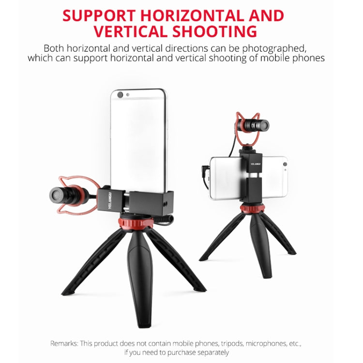 YELANGU PC141 Spring Style Auto Telescopic Phone Holder Bracket with Cold Shoe Base Mount, PC141