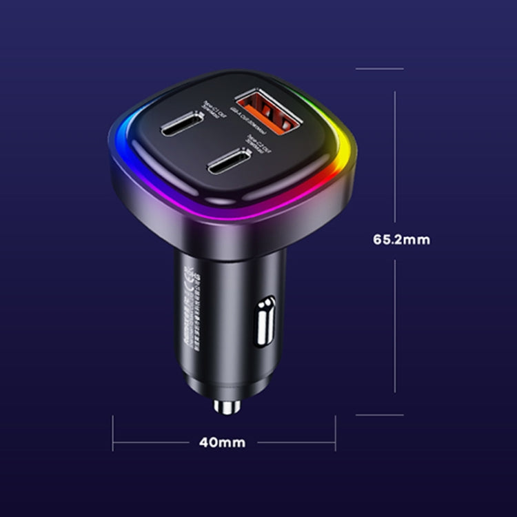 REMAX RCC330 Earl Series 3 in 1 Car 66W PD Fast Charger with Indicator Light, RCC330