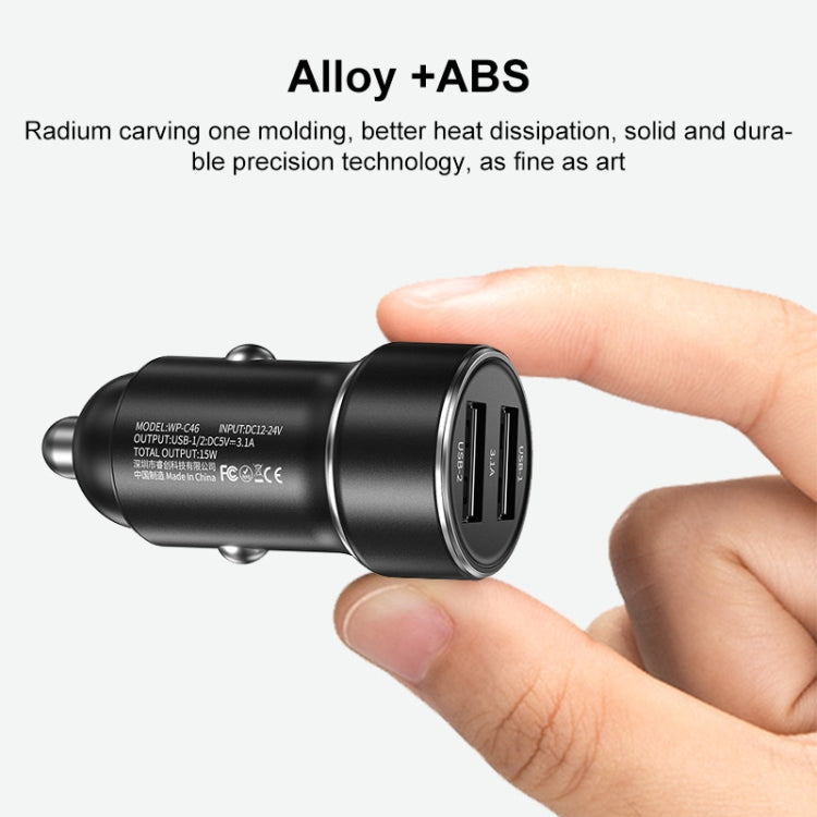 WK WP-C46 Staroad Series Vieyie 15W Dual-USB Car Charger, WP-C46 (Black), WP-C46 (Grey)