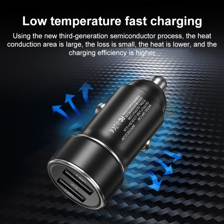 WK WP-C46 Staroad Series Vieyie 15W Dual-USB Car Charger, WP-C46 (Black), WP-C46 (Grey)